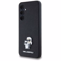 Karl Lagerfeld Saffiano Karl&Choupette Pin viedtālruņa apvalks Samsung Galaxy A35 - melns