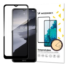 Wozinsky Tempered Glass Full Glue Super Tough Aizsargstikls pilnam ekrānam ar rāmi, draudzīgs korpusam Nokia 2.4, melns
