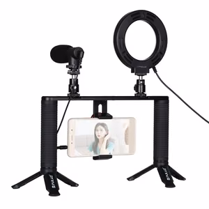 Blogošanas viedtālruņa video komplekts (LED gredzena lampa, statīvs, telefona turētājs, mikrofons)