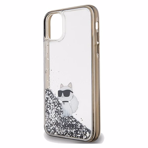 Karl Lagerfeld Liquid Glitter Choupette viedtālruņa apvalks iPhone 11 / Xr - caurspīdīgs