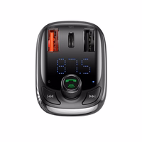 Baseus transmiter FM T Shaped S-13 Bluetooth MP3 car lādētājs melns