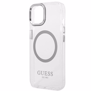 Guess GUHMP14MHTRMS iPhone 14 Plus 6.7" sudrabains/sudrabains cietais apvalks Metāla kontūra Magnētiskais