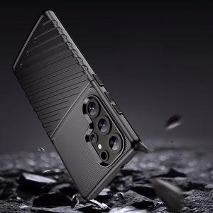 Thunder viedtālruņa apvalks Samsung Galaxy S25 Ultra silikona bruņots apvalks - melns