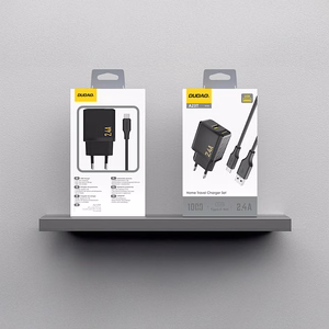 Dudao A23TEU 2.4A GaN USB-A Wall Lādētājs with USB-A - USB-C Kabelis - Melns