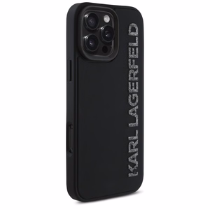Karl Lagerfeld HC 3D Rubber Elongated Glitter iPhone 16 Pro Case - Black