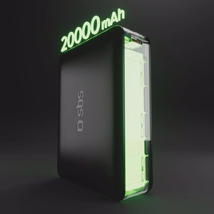 Внешний аккумулятор SBS 20000mAh 65W PD AFC USB-C USB-A для ноутбука, планшета, смартфона - чёрный
