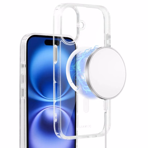 Liavec Spīdīgs Magnētiskais Caurspīdīgs viedtālruņa apvalks Iphone 16 balta
