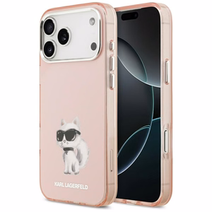 Karl Lagerfeld IML Aquarelle Choupette & Logo Magnētiskais viedtālruņa apvalks iPhone 17 Pro Max - rozā