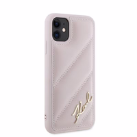 Karl Lagerfeld Diagonal Quilted Script apvalks viedtālrunim iPhone 11 / Xr - rozā