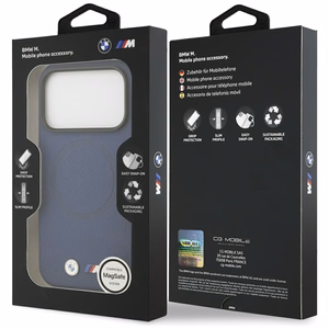 BMW M FW Metal Logo Magnētiskais apvalks iPhone 17 Pro - tumši zils