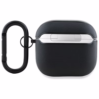 AMG ādas balts logotips viedtālruņa apvalks AirPods 4 - melns / balts