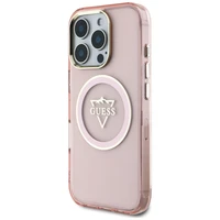 Guess IML Metal Mountain Logo Magnētiskais iPhone 16 Pro Max viedtālruņa apvalks - rozā