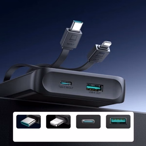 Portatīvais lādētājs Joyroom JR-PBF19 melns 10000mAh 22.5W (PD / QC3.0) + integrēti Type-C / Lightning kabeļi