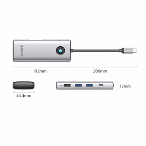 Orico PW11 8in1 USB-C Docking Station 2x USB-A 3.0 1x USB-A 2.0 1x USB-C 3.0 1x USB-C PD 100W 1x HDMI 4K 60Hz 1x VGA 1080P 60Hz 1x RJ45 Gigabit Ethernet - Silver