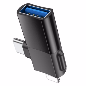 Adapteris OTG 2in1 USB C / Lightning uz USB A Hoco UA17 melns