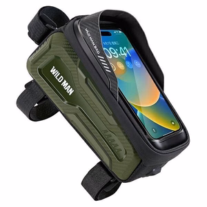 WILDMAN ceļojumu soma velosipēda rāmim ar rāvējslēdzēju, 1L (4 "- 7"), M20, zaļa