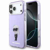 Karl Lagerfeld IML akvareļu Karl & Choupette un logotipa magnētiskais viedtālruņa apvalks iPhone 17 Pro Max - violets