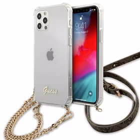 Guess GUHCP12MKC4GSGO iPhone 12/12 Pro 6.1" Caurspīdīgs cietais apvalks 4G Zelta ķēde