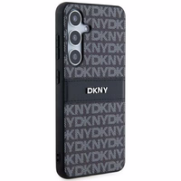 DKNY ādas Mono Stripe un Metal Logo viedtālruņa apvalks Samsung Galaxy S24+ - melns