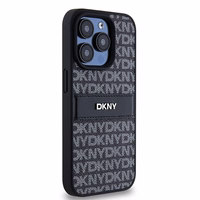 DKNY Ādas apvalks ar vienu šuvju un metāla logotipu iPhone 15 Pro Max - melns (m)