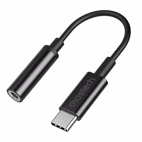 Adapteris Choetech AUX003 USB-C uz 3.5mm audio ligzdas adapteris (melns)