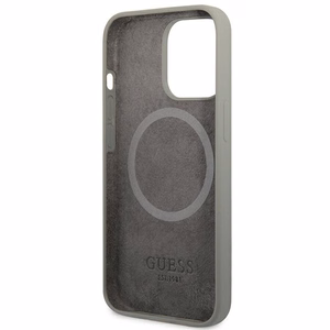 Guess GUHMP13XSPLG iPhone 13 Pro Max 6.7" pelēks/pelēks cietais apvalks Silikona logotips Magnētiskais