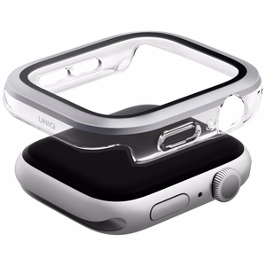 Чехол с закалённым стеклом Uniq Voute для Apple Watch 10 46 мм - серебряный