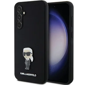 Karl Lagerfeld silikona Ikonik Metal Pin viedtālruņa apvalks Samsung Galaxy S23 FE - melns