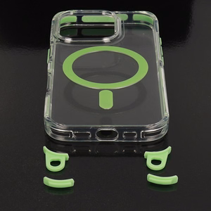 Tel Protect Strap caurspīdīgs viedtālruņa apvalks Iphone 15, zaļš