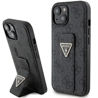 Guess viedtālruņa apvalks ar statīvu Grip Stand 4G Triangle Strass iPhone 15 - melns
