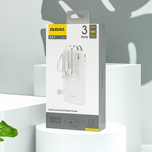 Dudao K11 10000mAh Powerbank with Built-in Cables - White