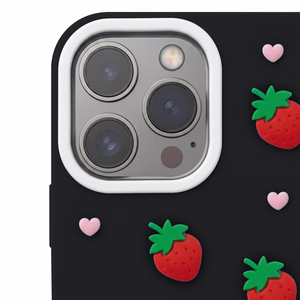 Zemeņu maciņš iPhone 12 / 12 Pro 6,1" melns