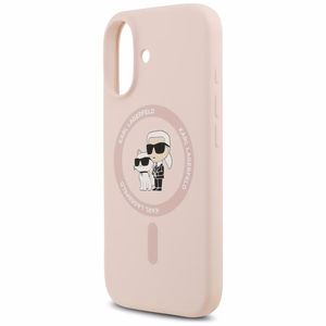 Karl Lagerfeld silikona Karl&Choupette gredzena magnētiskais viedtālruņa apvalks iPhone 17 - rozā