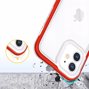  Skaidrs 3in1 vāciņš iPhone 12 ar sarkanā rāmis želejas pārklājums