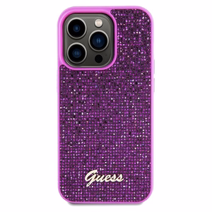 Guess Disco Metal Script viedtālruņa apvalks iPhone 14 Pro - fuksija