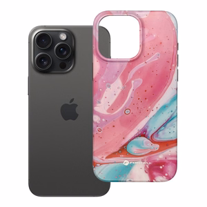 Case for iPhone 15 PRO MAX Forcell F-Protect Mirage compatible with Magsafe Military Drop-Test pink marble