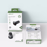 Acefast automašīnas lādētājs 38W USB Type C / USB, PPS, Power Delivery, Quick Charge 3.0, AFC, FCP melns (B1 melns)