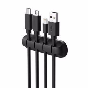 Blue Star PJ-OCZ23 silicone self-adhesive organizer for 4 cables - black (1 pc.)