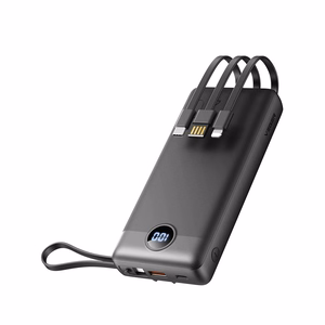 VEGER Portatīvais lādētājs 20000 mAh ar iebūvētu kabeli Micro USB / Type C / Lightning C20 (W2047 / W2059) melns