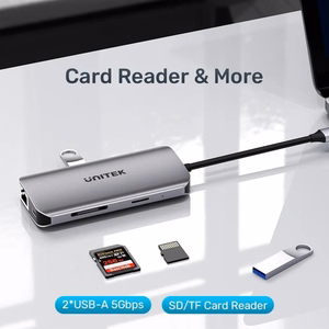 UNITEK aktīvs sadalītājs USB-C 2X HDMI 4K, RJ45, PD 100W