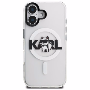 Karl Lagerfeld IML Choupette Sketch Logo Magnētiskais viedtālruņa apvalks iPhone 17 - caurspīdīgs