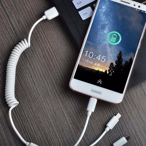 Dudao automašīnas komplekts lādētājs 2x USB 2.4A + kabelis USB 3in1 Lightning / Type C / micro USB kabelis balts (R7 balts)