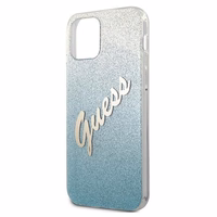 Guess GUHCP12SPCUGLSBL iPhone 12 mini 5.4" zils/zils cietais apvalks Glitter Gradient Script