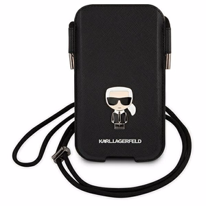 Karl Lagerfeld rokassoma KLHCP12MOPHKMK 6,1" melna hardcase Saffiano Ikonik Karl's