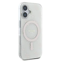 Guess IML 4G fons Magnētiskais viedtālruņa apvalks iPhone 16 - balts
