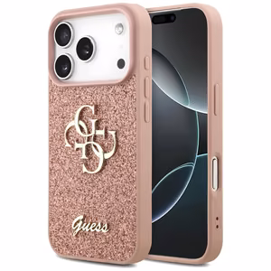 Guess Fixed Glitter Big 4G Чехол для iPhone 17 Pro - розовый