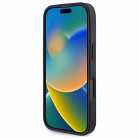 BMW zīmes ādas dimanta metāla logotips magnētiskais iPhone 16 Pro viedtālruņa apvalks - melns