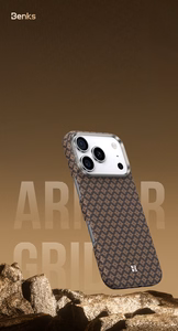 Benks Magnetic Armor Air Armor Grid Kevlar Case Metal Frame 600D (A067) priekš Iphone 17 gold