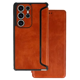 Razor ādas grāmatas tipa viedtālruņa apvalks Samsung Galaxy S23 Plus brūns