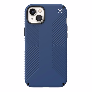 Speck Presidio2 Grip MagSafe vāciņš ierīcei iPhone 14 Plus, ar neslīdošu satvērienu, “Coastal Blue / Black / White” krāsu kombinācija